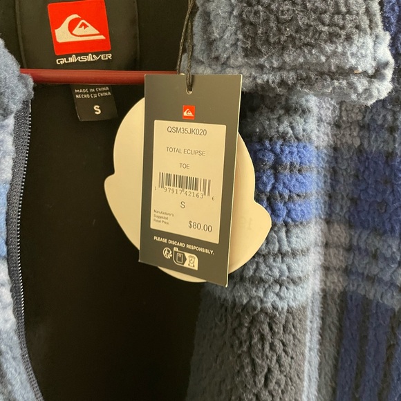 Quiksilver Men's Blue Plaid Jacket Total Eclipse Mens Size Small NWT Winter Wear - Picture 7 of 12